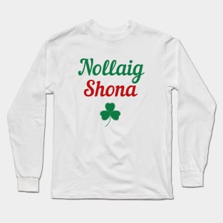 Irish Christmas Gift Nollaig Shona Gaeilge Design Holiday Party Gifts Long Sleeve T-Shirt